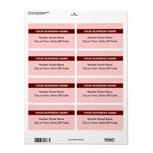 Platte tekst met Markering Licht Rood Verzendlabel (Full Sheet)