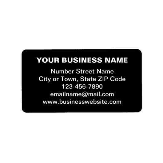 Platte tekst Zakelijk merk op zwart adreslabel Etiket (Voorkant)