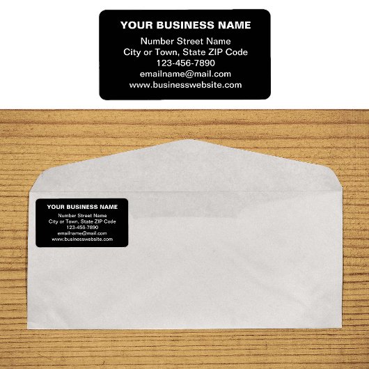Platte tekst Zakelijk merk op zwart adreslabel Etiket