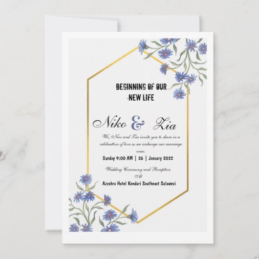 Platte uitnodiging, formaat: 12,7 x 17,8 cm, papie kaart (Voorkant)