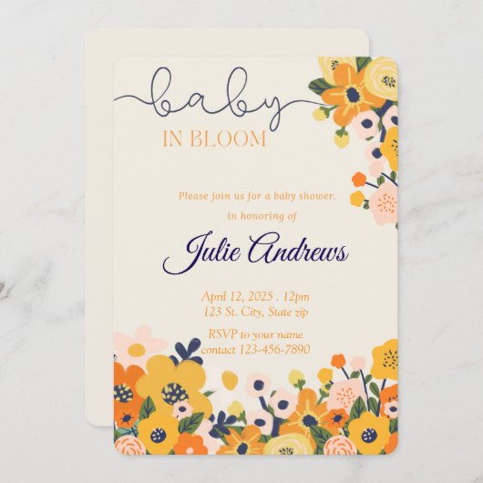 Platte uitnodiging, grootte: 5 "x 7", papier: Hand Kaart (Voorkant / Achterkant)