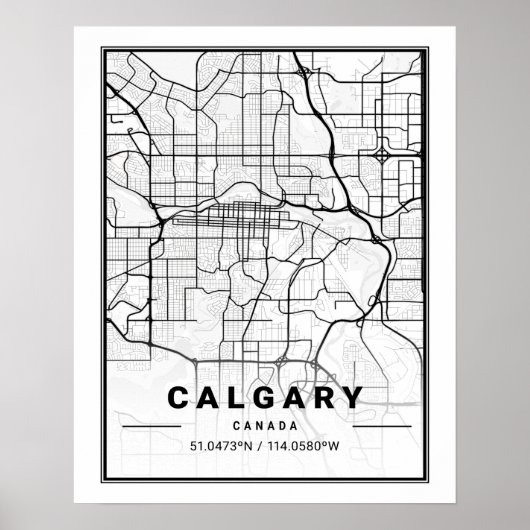 Plattegrond van Calgary Alberta Canada Reis Stad Poster (Voorkant)