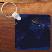 Plattegrond van de aarde met de stadslampen van de sleutelhanger (Voorkant)
