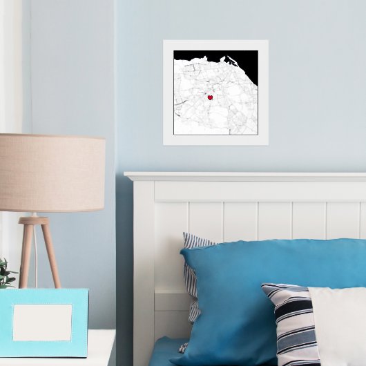 Plattegrond van Edinburgh Schotland Chic Modieus E Folie Afdrukken (Insitu (Slaapkamer))