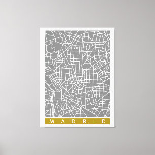 Plattegrond van Madrid Canvas Afdruk