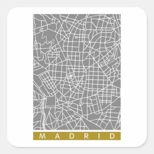 Plattegrond van Madrid Vierkante Sticker