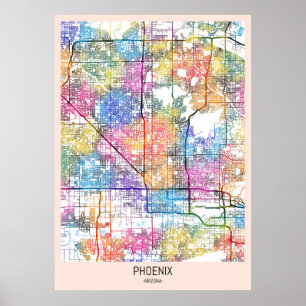 Plattegrond van Phoenix Arizona Poster