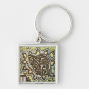 Plattegrond van Zwolle, NEDERLAND (1652) Sleutelhanger