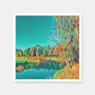 Platteland Landschap Origineel Art Papier Servet