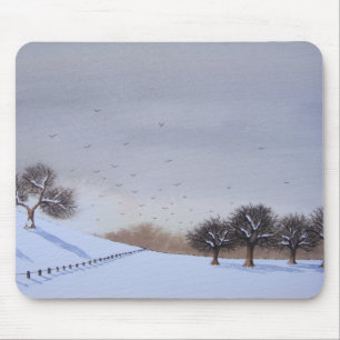 platteland landschap sneeuwscène kunst muismat