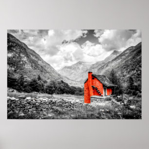 Platteland Landschap Zwart-wit Fotografie Poster
