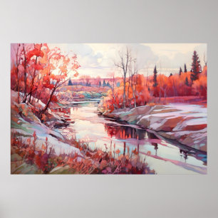 Platteland River Waterverf schilderij Poster