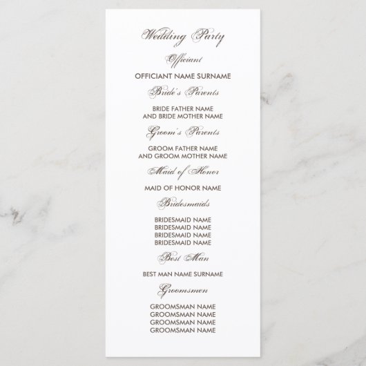 Platteland Zonnebloemen Krans Trouwprogramma's Programma (Achterkant)