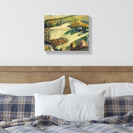Plattelandslandschap door Grant Wood Canvas Afdruk (Insitu (Slaapkamer))