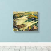 Plattelandslandschap door Grant Wood Canvas Afdruk (Insitu (Houten vloer))