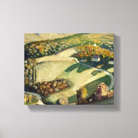 Plattelandslandschap door Grant Wood Canvas Afdruk (Voorkant)