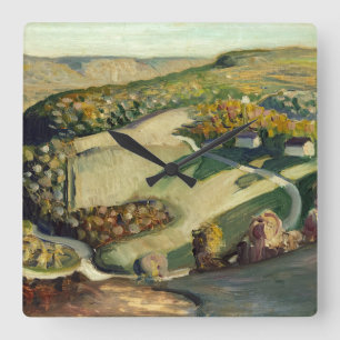 Plattelandslandschap door Grant Wood Vierkante Klok