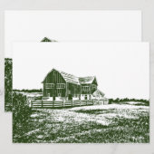 Plattelandslandschap houtsnede stijl boerderij hui (Voorkant / Achterkant)