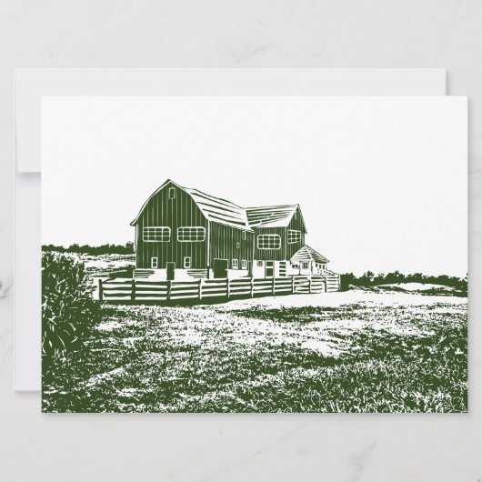 Plattelandslandschap houtsnede stijl boerderij hui (Voorkant)