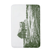 Plattelandslandschap houtsnede stijl boerderij hui badmat (Voorkant Verticaal)