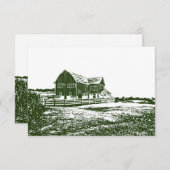 Plattelandslandschap houtsnede stijl boerderij hui bedankkaart (Voorkant / Achterkant)