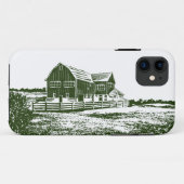 Plattelandslandschap houtsnede stijl boerderij hui Case-Mate iPhone case (Achterkant (horizontaal))
