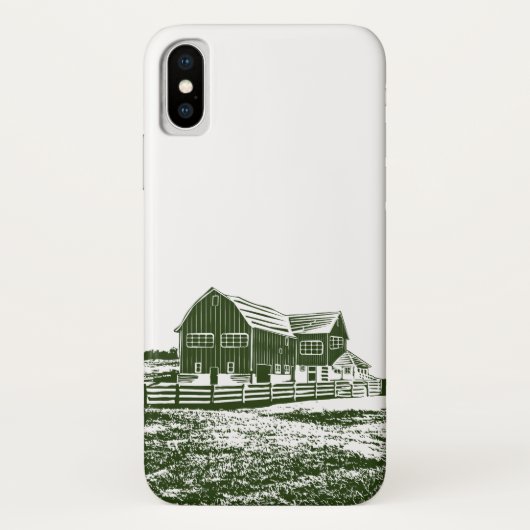 Plattelandslandschap houtsnede stijl boerderij hui Case-Mate iPhone case (Achterkant)