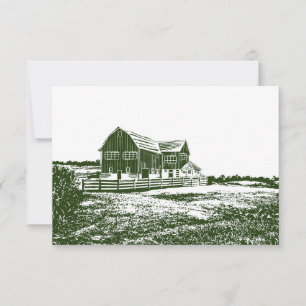 Plattelandslandschap houtsnede stijl boerderij hui kaart