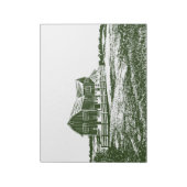 Plattelandslandschap houtsnede stijl boerderij hui notitieblok (Gedraaid)