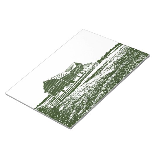 Plattelandslandschap houtsnede stijl boerderij hui notitieblok (Schuin)