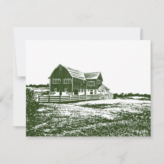 Plattelandslandschap houtsnede stijl boerderij hui notitiekaartje (Achterkant)