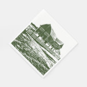 Plattelandslandschap houtsnede stijl boerderij hui servet (Hoek)