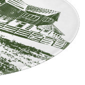 Plattelandslandschap houtsnede stijl boerderij hui snijplank (Hoek)