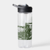 Plattelandslandschap houtsnede stijl boerderij hui waterfles (Rechts)