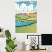Plattelandslandschap. Poster (Thuiskantoor)