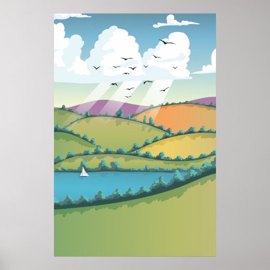 Plattelandslandschap. Poster (Voorkant)