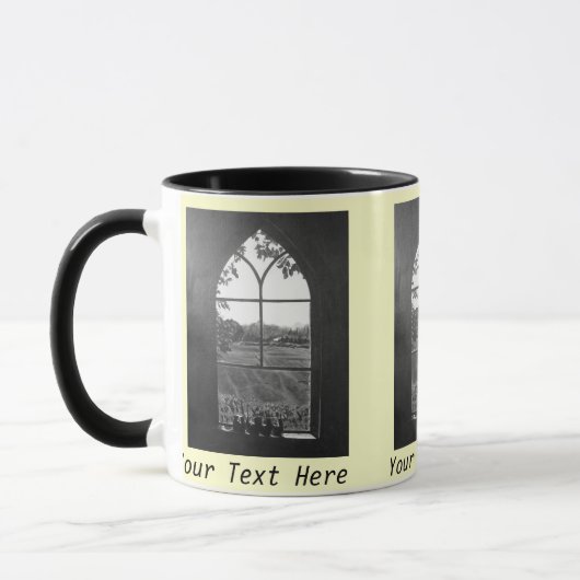 Plattelandslandschap uitzicht van kerkvenster mok (Links)