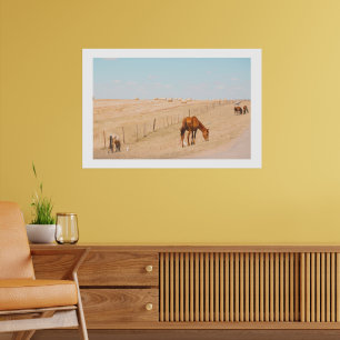 Plattelandslandschap Wilde Paarden Vallen Poster