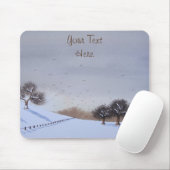 Plattelandsrustige wintersneeuwlandschap muismat (Met muis)