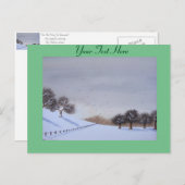 Plattelandssnijkunst met sneeuwscène feestdagenkaart (Voorkant / Achterkant)