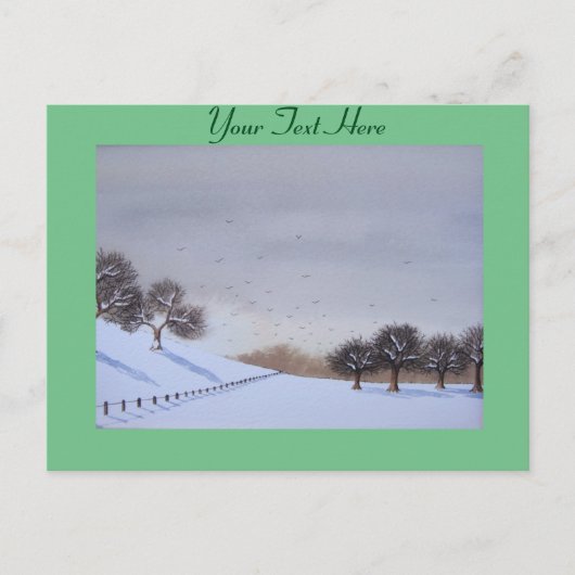 Plattelandssnijkunst met sneeuwscène feestdagenkaart (Voorkant)