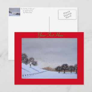 Plattelandssnijkunst met sneeuwscène feestdagenkaart