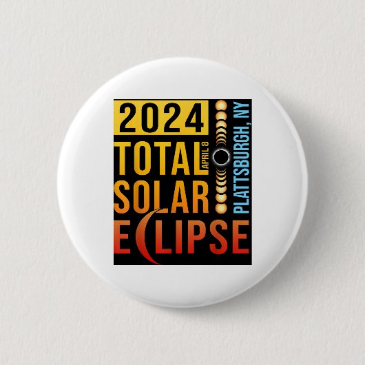 Plattsburgh New York totale zonsverduistering 2024 Ronde Button 5,7 Cm (Voorkant)