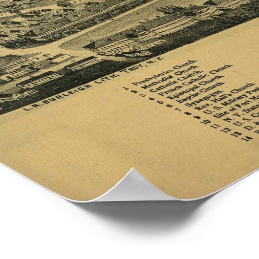 Plattsburgh NY, 1899: Old Print (Hoek)