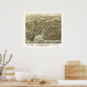 Plattsburgh, NY Panoramic Map - 1877 Poster (Keuken)