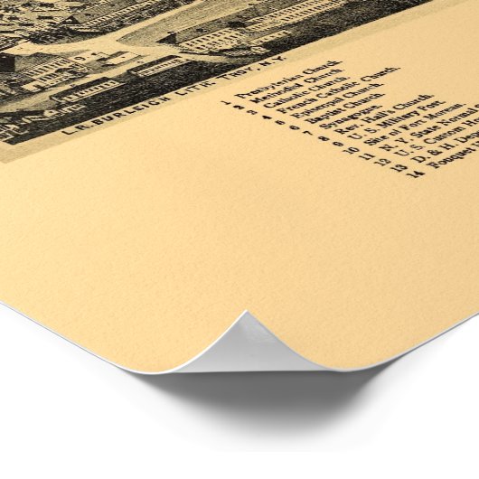 Plattsburgh, NY Panoramic Map - 1899 Poster (Hoek)