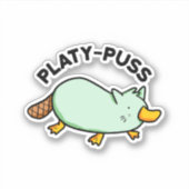 Platy-puss Funny Animal Pun Vinyl Sticker (Voorkant)