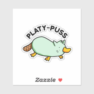 Platy-puss Funny Animal Pun Vinyl Sticker