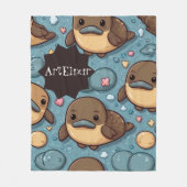 Platypus bruin print fleece deken (Voorkant)