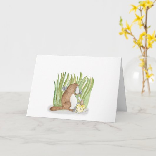 Platypus en eicel met zondagskaart kaart (Gele Bloem)